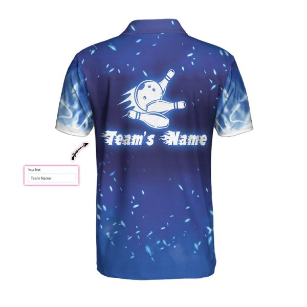Bowling On Blue Fire Custom Polo Shirt, Blue Custom Bowling Shirt For Adults, Personalized Bowling Gift Unikmerch