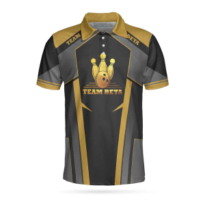 Custom Team Name Golden Bowling Custom Polo Shirt, Personalized Bowling Shirt With Name, Custom Bowling Gift Unikmerch