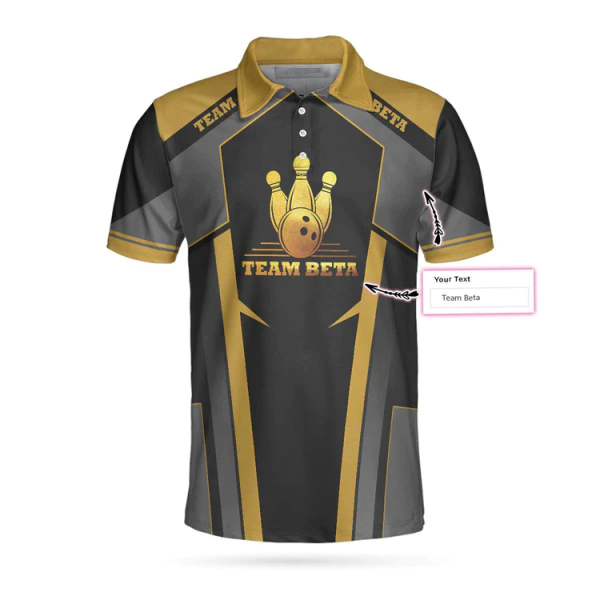 Custom Team Name Golden Bowling Custom Polo Shirt, Personalized Bowling Shirt With Name, Custom Bowling Gift Unikmerch