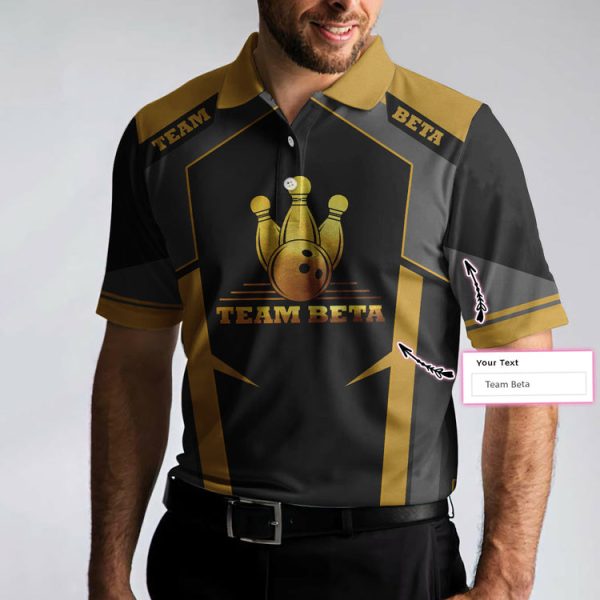 Custom Team Name Golden Bowling Custom Polo Shirt, Personalized Bowling Shirt With Name, Custom Bowling Gift Unikmerch