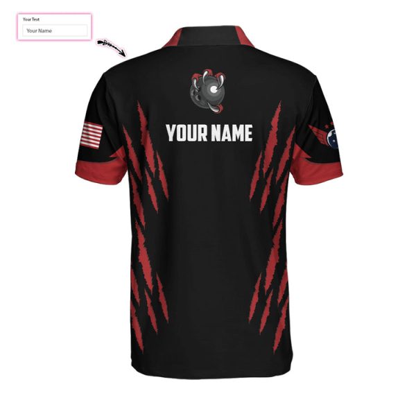 Personalized Bowling Team Monster Custom Polo Shirt, Black And Red Custom Bowling Polo, Customized Bowling Gift Unikmerch